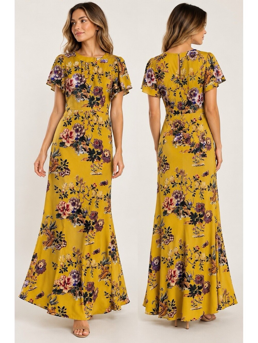 NWT Tuckernuck Gilded Chinoiserie Burnout Velvet Fluted Maxi Dress